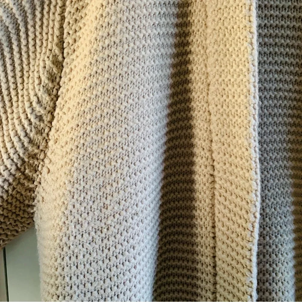 POL Beige Tan Chunky Knit Open Front Pocket Long Comfy Cozy Cardigan | Large - Picture 6 of 7